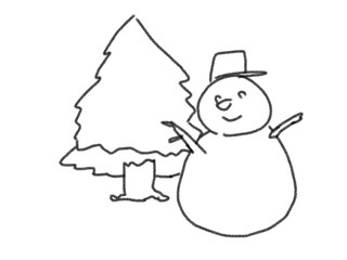 snowman with a tree