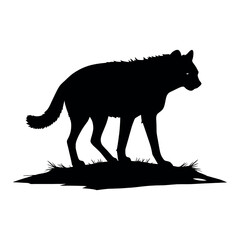 a hyena standing on blank space vector silhouette, isolated white