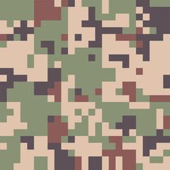 Camouflage Pattern Background Seamless Vector Illustration. Classic Clothing Style Masking Camo Repeat Print. Military Camouflage Face Paint