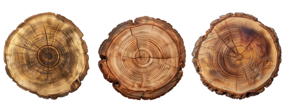 set of tree realistic cut tree stumps top view isolated transparent cut out background