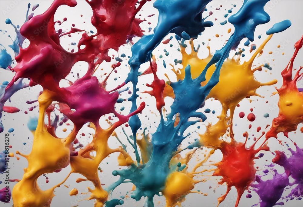 Poster colorful paint splash isolated design element on the transparent background