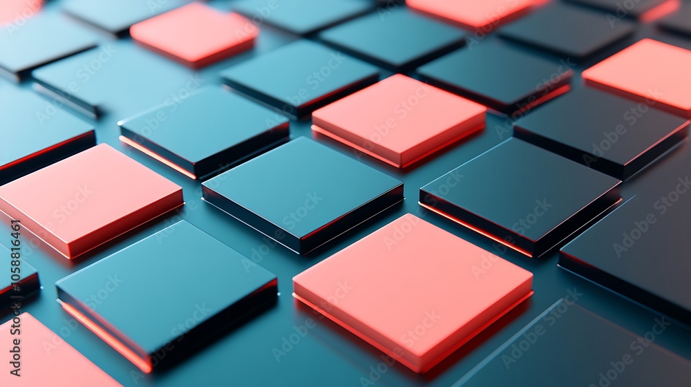 Aufkleber abstract geometric pattern with red and blue squares soft pastel background for graphic design templ