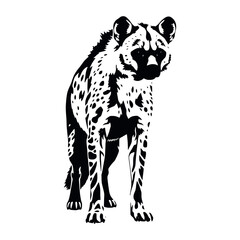 a hyena standing on blank space vector silhouette, isolated white