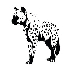 a hyena standing on blank space vector silhouette, isolated white