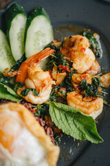 Close-up of thai food in plate on table