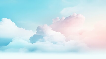 Celestial Dream: Soft Pastel Sky with Fluffy Clouds 