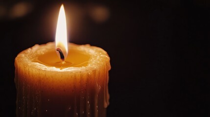 Burning Candle in Darkness