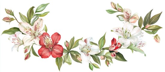 Beautiful Floral Circle Of Alstroemeria And Apple Blossom