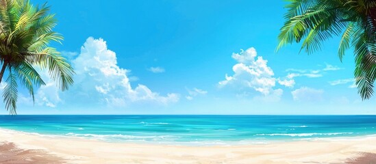 Tropical Beach And Blue Sky Background