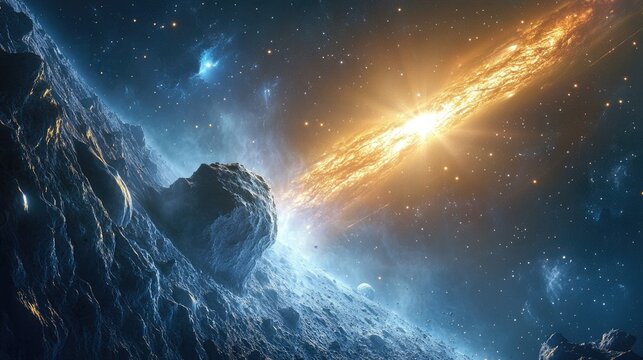 The interplay of comets from the Oort Cloud illuminated by a striking solar flare with the Kuiper Belt visible in the background