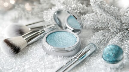Cool Blue Cosmetics on Sparkling Background