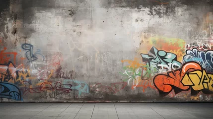 Canvas schilderij Graffiti rustic gray background wall  © sevector