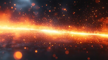 Fototapeta premium Abstract background with glowing light streaks and particles.