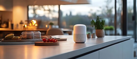 Stylish Smart Speaker in Modern Kitchen