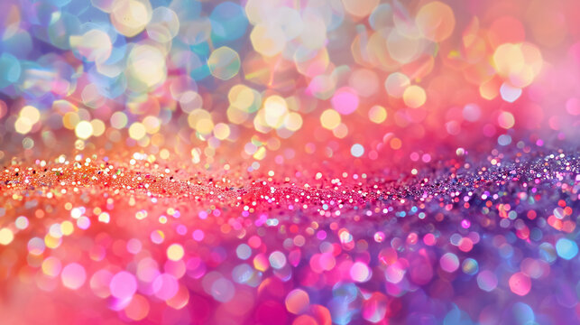 Rainbow-colored glitter girly birthday party unicorn background.