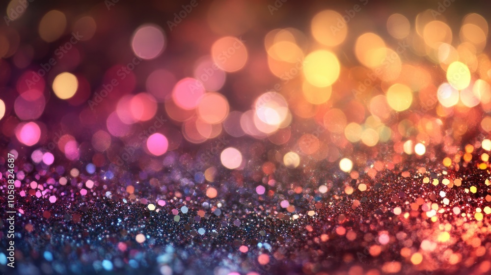 Poster a stunning array of vibrant glitter featuring a bokeh effect producing a lively and festive backdrop