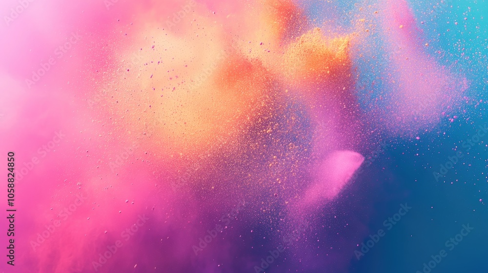 Poster vibrant powder burst on a solid backdrop creating an abstract splash effect