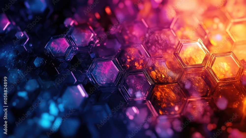Poster abstract hexagonal background with a technological theme featuring a 3d render and watercolor effect