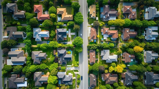 neighborhood house arial view