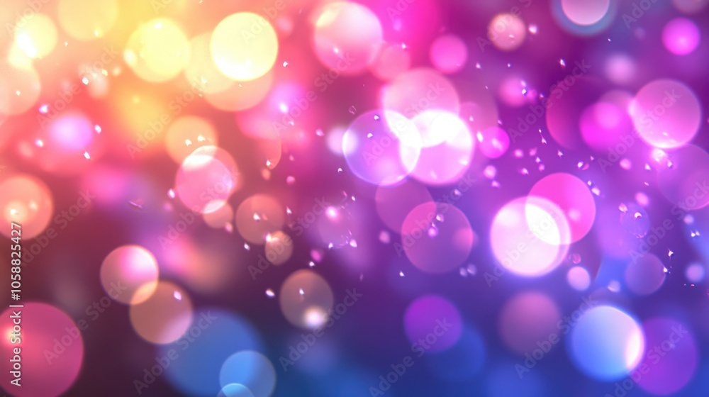 Poster abstract background featuring light reflections with bokeh circles in soft pastel hues