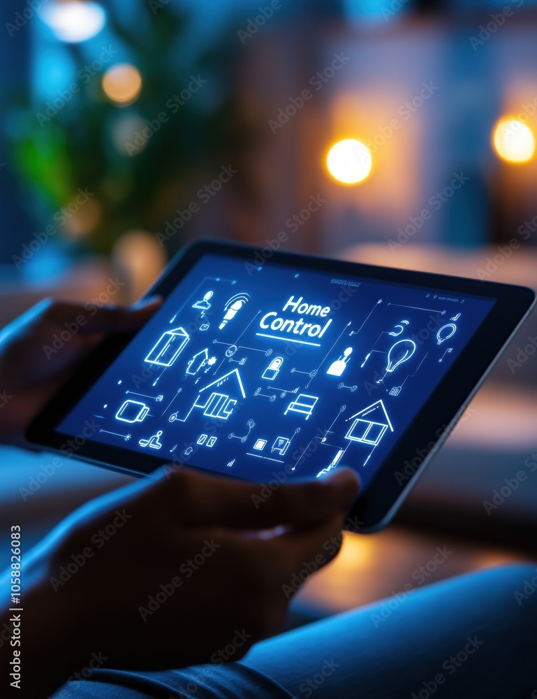 Poster modern smartphone with various application icons displayed on its screen held in a person s hand aga