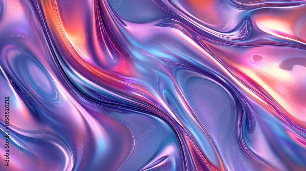 Poster elegant and fluid shimmering graffiti pattern on an opalescent surface background