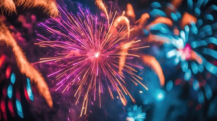 Vibrant firework display an evening filled with stunning colors and thrilling moments for all to appreciate