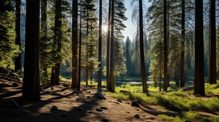 Obraz premium sunlight south lake tahoe trees