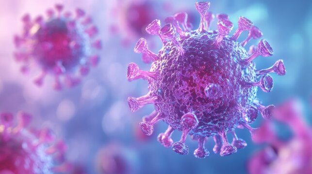 Detailed depiction of a cytomegalovirus molecule Medical research in virology within a laboratory setting showcasing advanced scientific techniques