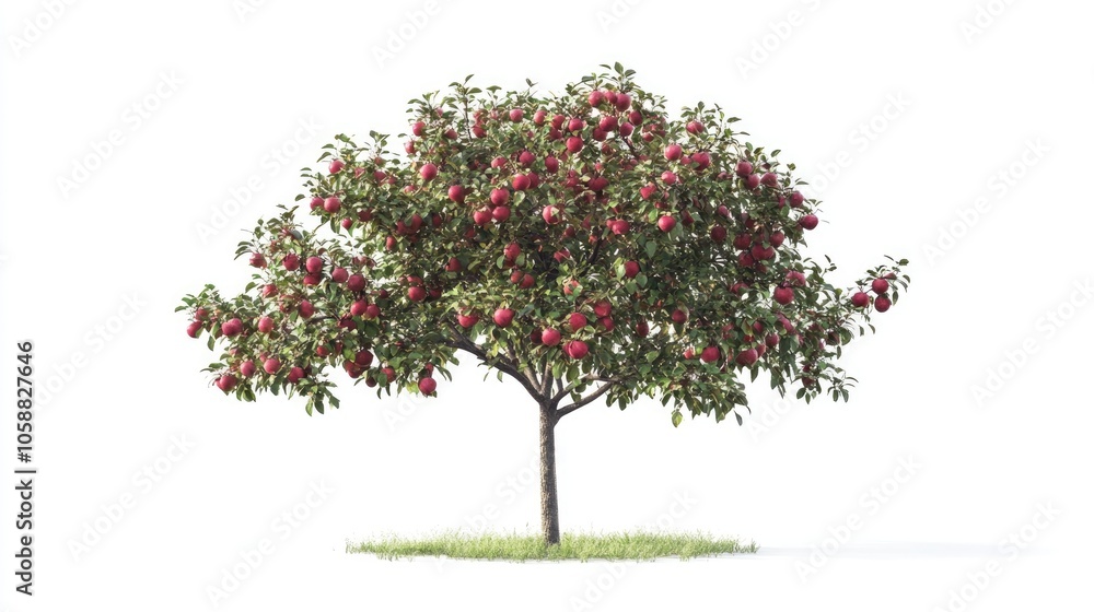 Poster appletree in a frontal view isolated on a white background