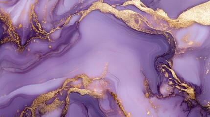 Abstract violet marble texture featuring gold accents creating a luxurious purple backdrop
