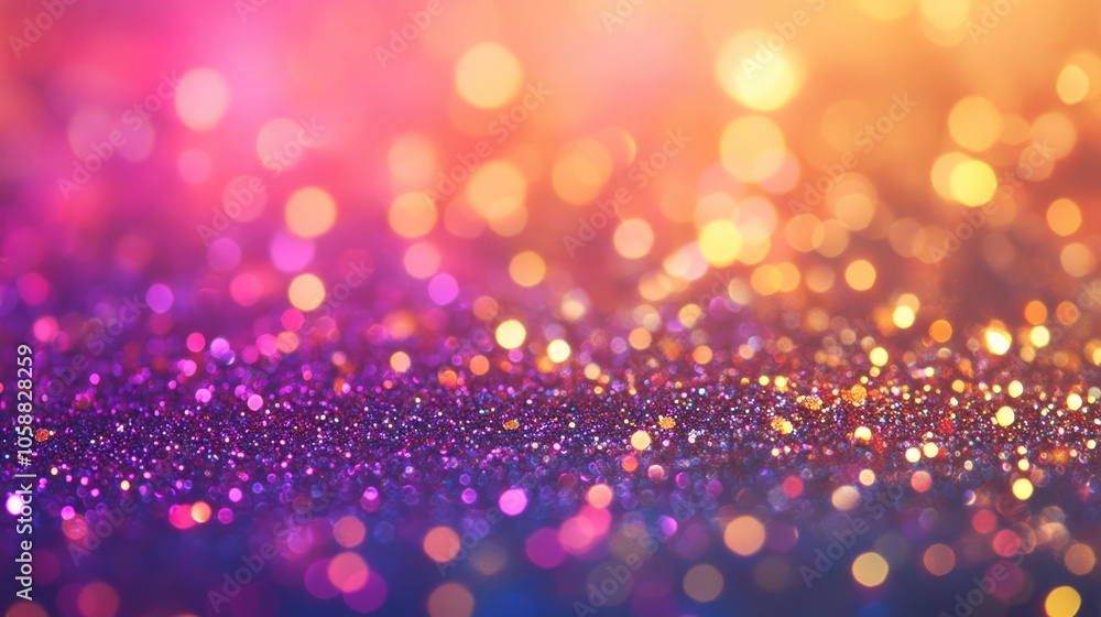 Poster abstract gradient background adorned with vibrant metallic glitter confetti creating a festive atmos