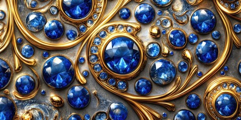 Gold and Blue Wall Close-Up