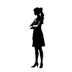 female doctor standing pose vector silhouette