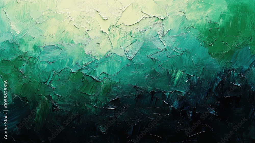 Poster abstract expressionist painting featuring a textured background with bold strokes and a gradient ble