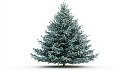 Fototapeta premium Blue spruce tree in a frontal view isolated against a white backdrop