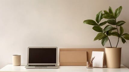 minimalist desk with paper