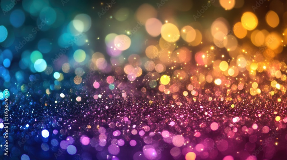 Poster a stunning array of vibrant glitter featuring a bokeh effect producing a lively and festive backdrop