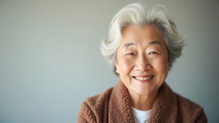 Happy older lady with copy space