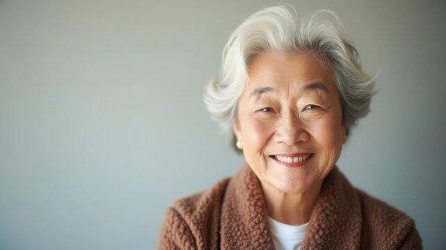Happy older lady with copy space
