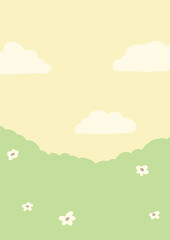Fototapeta premium yellow sky and green grass background