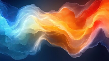 Obraz premium Abstract blue, yellow, and orange wavy lines on a dark background.