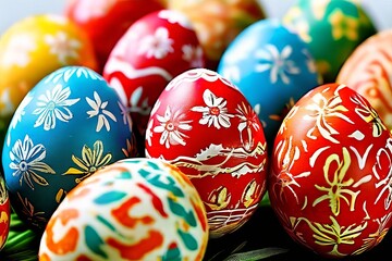 Fototapeta premium easter eggs colorful easter eggs with decorative patterns