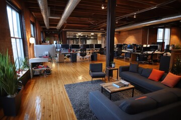 A beautiful programmer tech office similar to Google office 