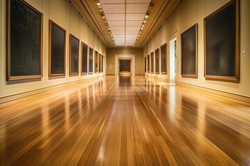 Picture Gallery. Empty Museum Wall with Blank Frames for Art Display