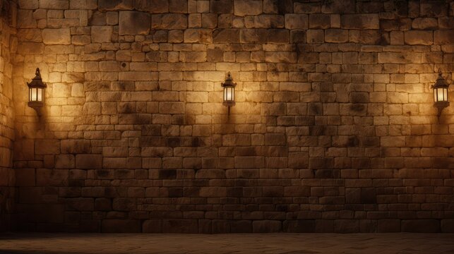 illuminated castle wall background