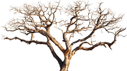 Fototapeta premium Dry tree with no leaves isolated on white background 