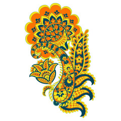 Isolated Vector Floral Paisley. Asian Arabian greeting card design