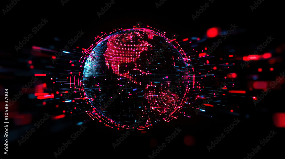 Poster digital globe with global network connections