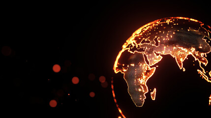 Global Digital Connections with Glowing Earth Visualization